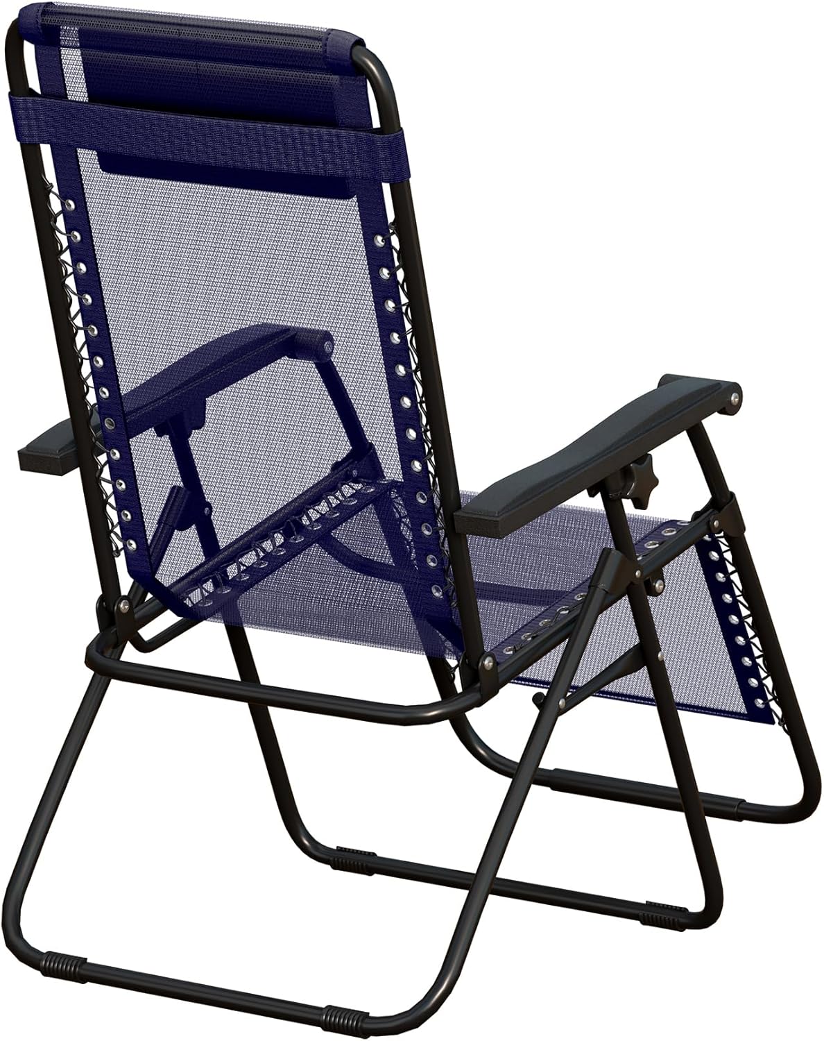 Basics Outdoor Textilene Adjustable Zero Gravity Folding Reclining Lounge Chair with Pillow, 26", Navy Blue