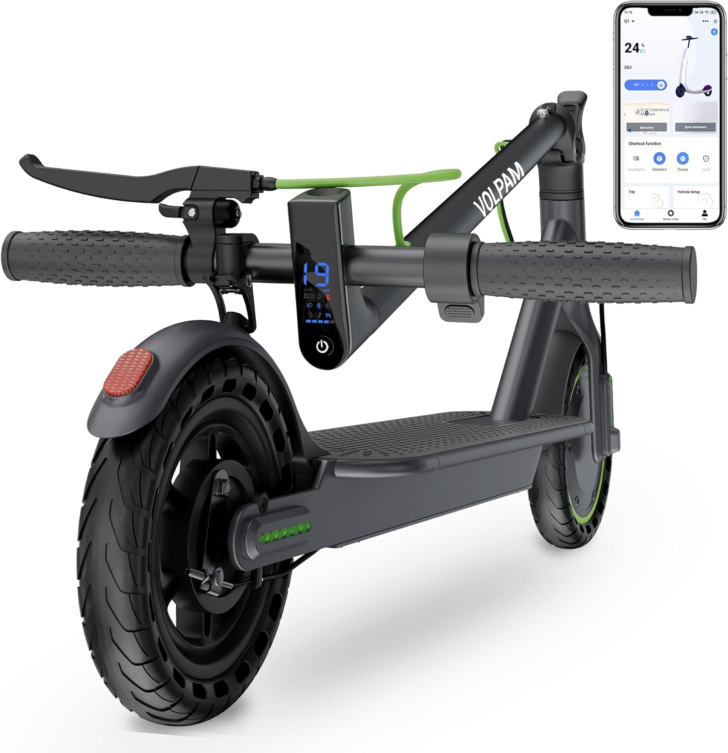 VOLPAM Electric Scooter with 8.5"/10" Solid Tire, 350W/500W Powerful Motor & 19/22 MPH Top Speed, 16/23 Miles Long Range, Folding E Scooter Choice
