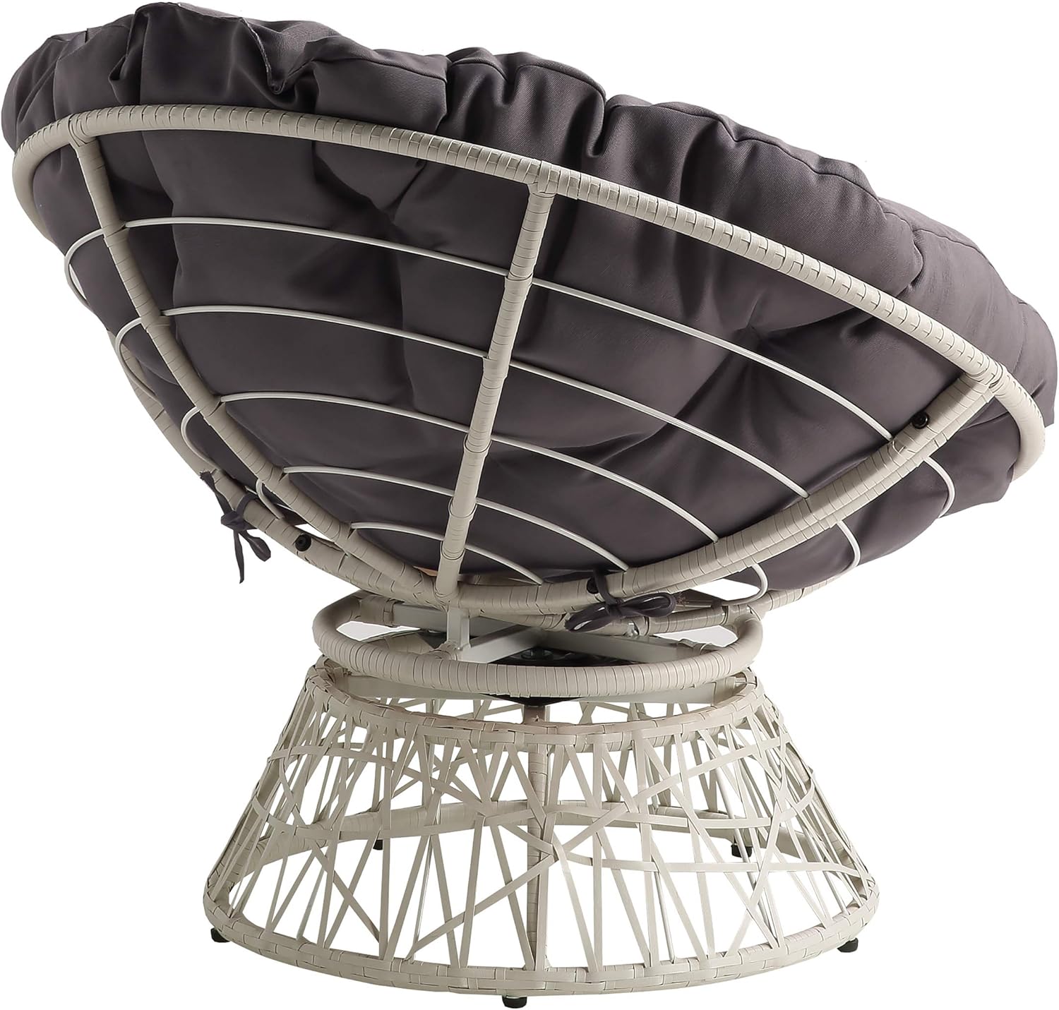 OSP Home Furnishings Wicker Papasan Chair with 360-Degree Swivel, Brown Frame with Brown Cushion