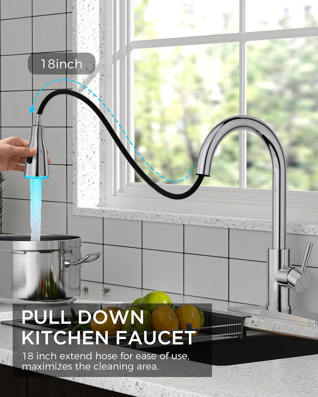 FORIOUS Touchless Kitchen Faucets, Brushed Nickel Kitchen Faucet with Pull Down Sprayer, Single Handle Smart Motion Sensor Kitchen Sink Faucet,Contemporary Hands-Free Sink Faucet for Farmhouse Laundry