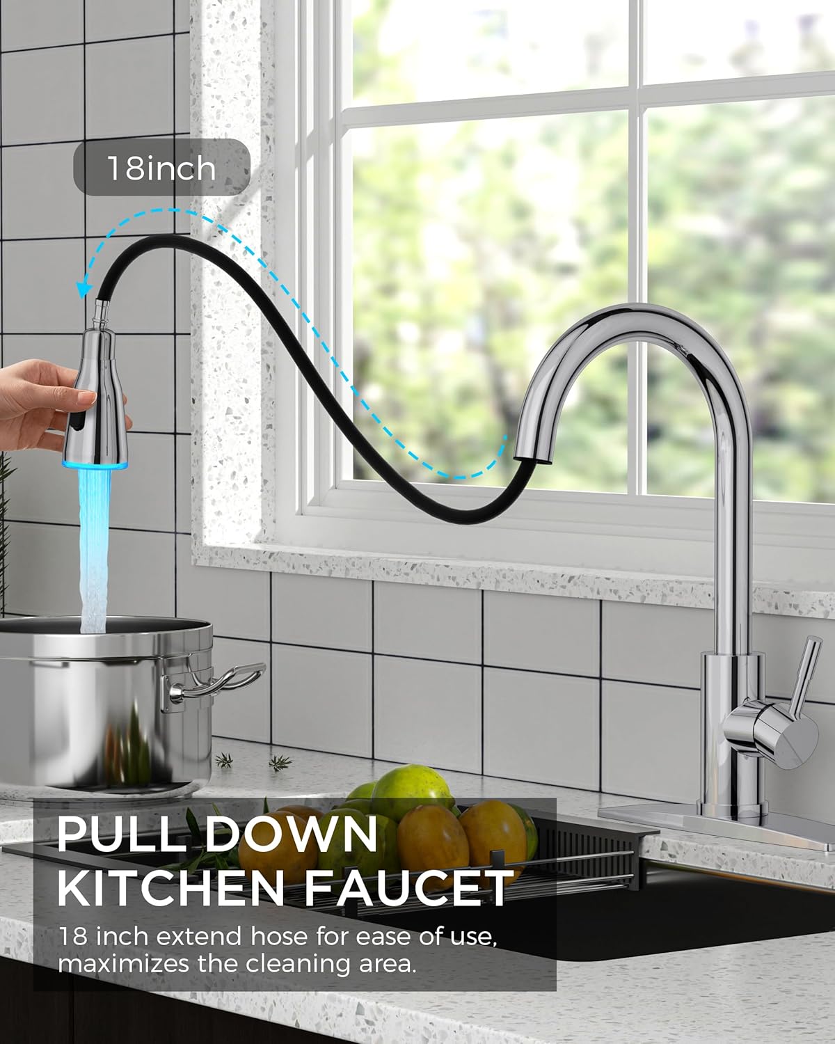 FORIOUS Touchless Kitchen Faucets, Brushed Nickel Kitchen Faucet with Pull Down Sprayer, Single Handle Smart Motion Sensor Kitchen Sink Faucet,Contemporary Hands-Free Sink Faucet for Farmhouse Laundry