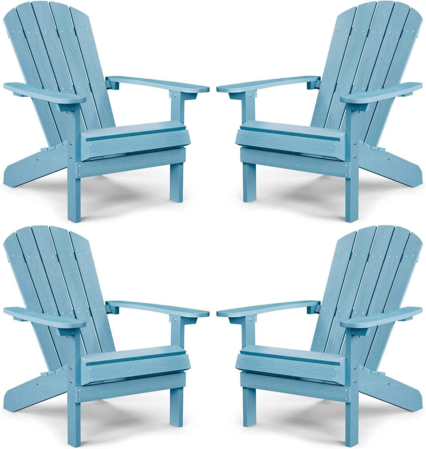 Weather Resistant Blue Recycled Plastic Outdoor Patio Chair (Set of 4)