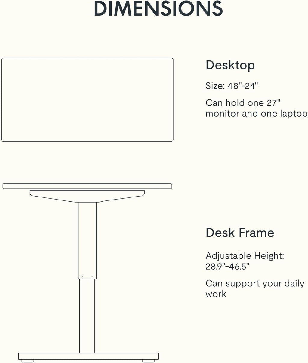 FLEXISPOT EN1 One-Piece Standing Desk 55 x 28 Inch Electric Adjustable Height Desk for Home Office and Computer Workstation (White Frame + 55" Maple Top, 2 Packages)