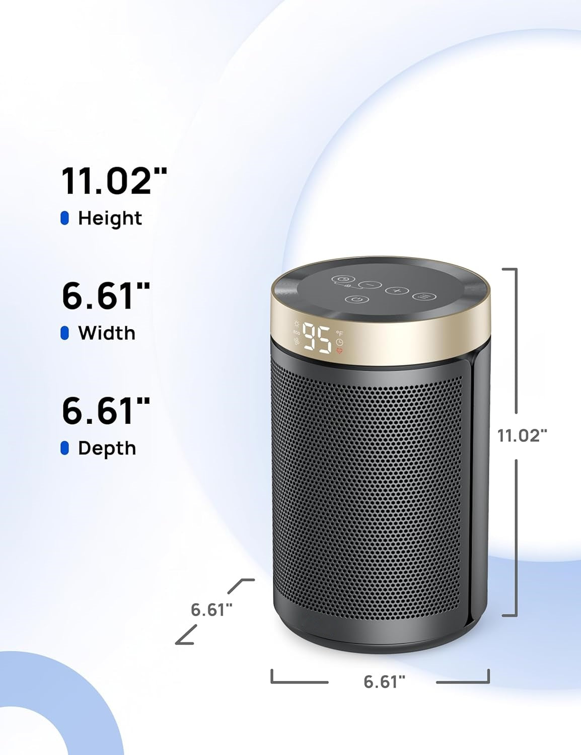 Space Heaters for Indoor Use, Portable Heater with Thermostat, 1-12H Timer, Eco Mode and Fan Mode, 1500W PTC Ceramic Fast Safety Heat for Office Bedroom Home, White, Without Remote