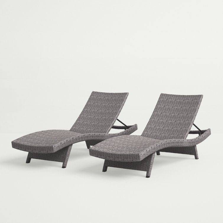 Billur Outdoor Wicker Chaise Lounge Set (Set of 2)