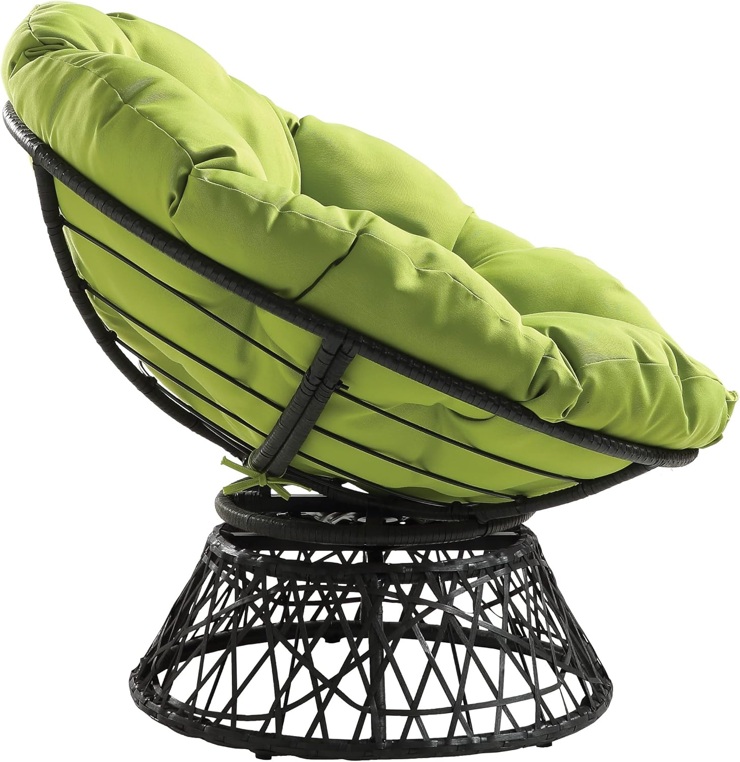 OSP Home Furnishings Wicker Papasan Chair with 360-Degree Swivel, Brown Frame with Brown Cushion