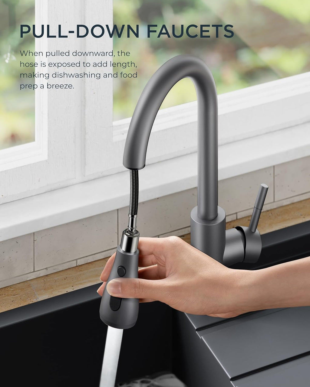 FORIOUS Touchless Kitchen Faucets, Brushed Nickel Kitchen Faucet with Pull Down Sprayer, Single Handle Smart Motion Sensor Kitchen Sink Faucet,Contemporary Hands-Free Sink Faucet for Farmhouse Laundry