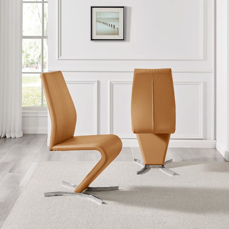 Wilhelm Faux Leather Chrome Feet 'Z' Leg Dining Chairs Modern Design