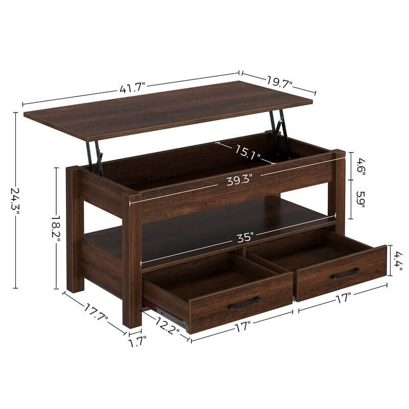 Eoghan Lift Top Coffee Table with 2 Drawers