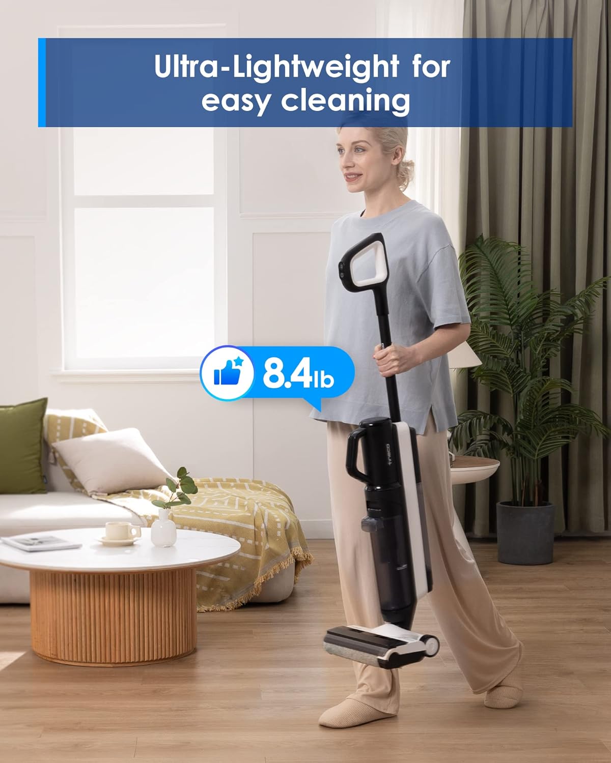 Tineco iFLOOR 5 Breeze Complete Wet Dry Vacuum Cordless Floor Washer, One-Step Cleaning for Hard Floors, Edge Clean, Auto Self-Cleaning, Lightweight & Cordless Design