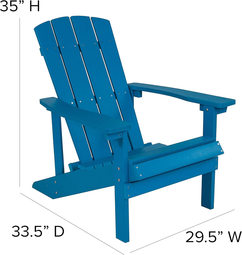 Flash Furniture Charlestown Commercial Grade Indoor/Outdoor Adirondack Chair, Weather Resistant Durable Poly Resin Deck and Patio Seating, Green