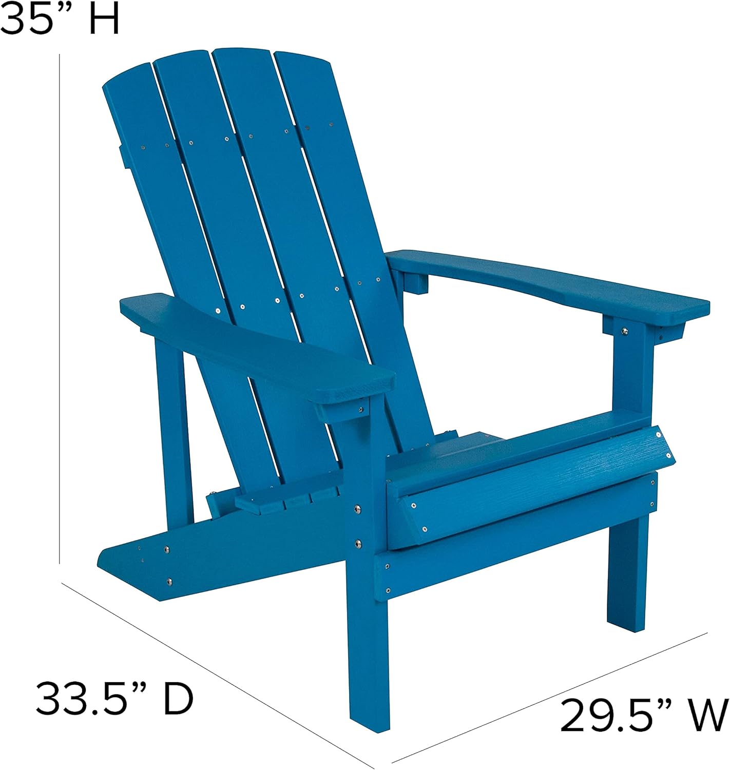 Flash Furniture Charlestown Commercial Grade Indoor/Outdoor Adirondack Chair, Weather Resistant Durable Poly Resin Deck and Patio Seating, Green