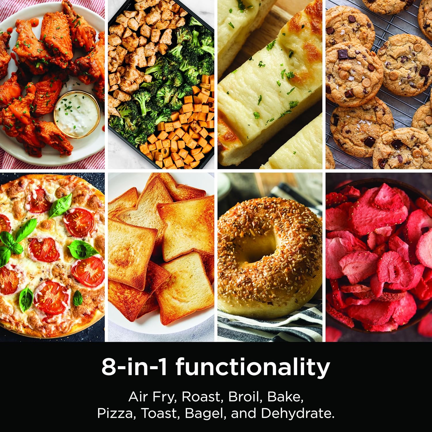 Ninja SP101 Digital Air Fry Countertop Oven with 8-in-1 Functionality, Flip Up & Away Capability for Storage Space, with Air Fry Basket, Wire Rack & Crumb Tray, Silver