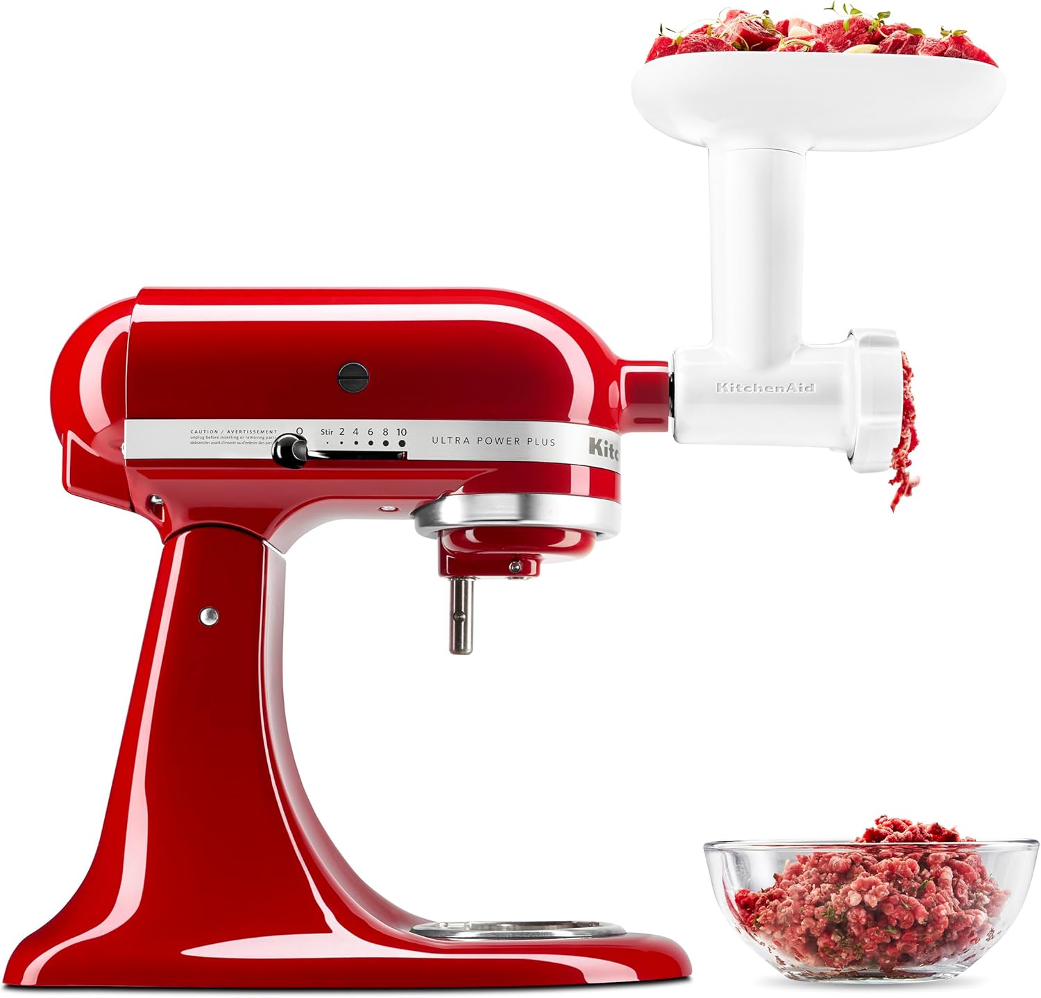 KitchenAid Classic Series 4.5 Quart Tilt-Head Stand Mixer K45SS, White & ® Food Grinder + Fresh Prep Slicer/Shredder Attachment Bundle, White