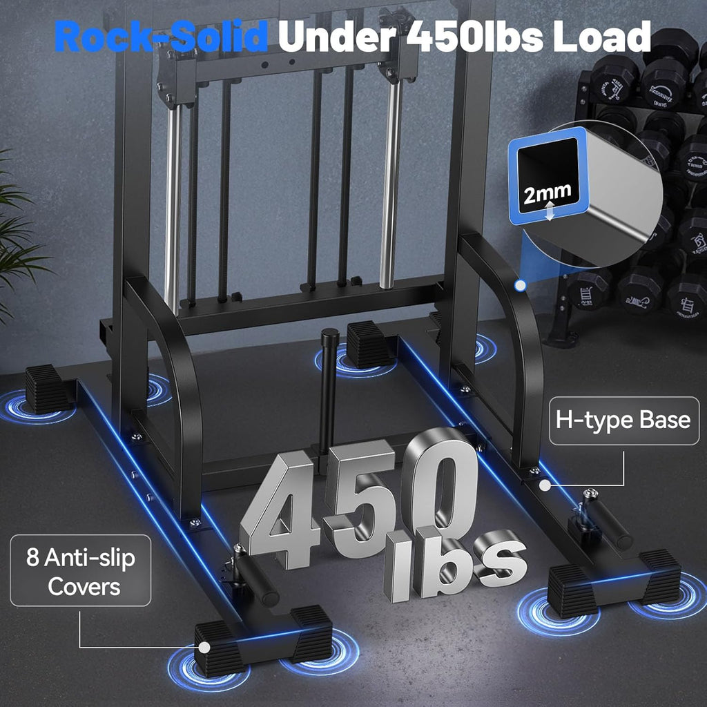 Sportsroyals Pull Up Bar Dip Station Power Tower Assistive Trainer Multi-Function Home Gym Strength Training Fitness Equipment 450LBS