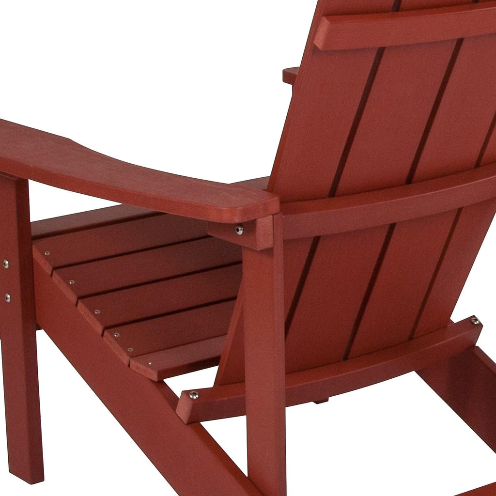 Flash Furniture Charlestown Commercial Grade Indoor/Outdoor Adirondack Chair, Weather Resistant Durable Poly Resin Deck and Patio Seating, Green
