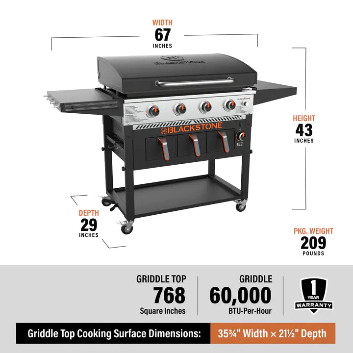 Blackstone 4 Burner and Air Fryer Combo - 36"