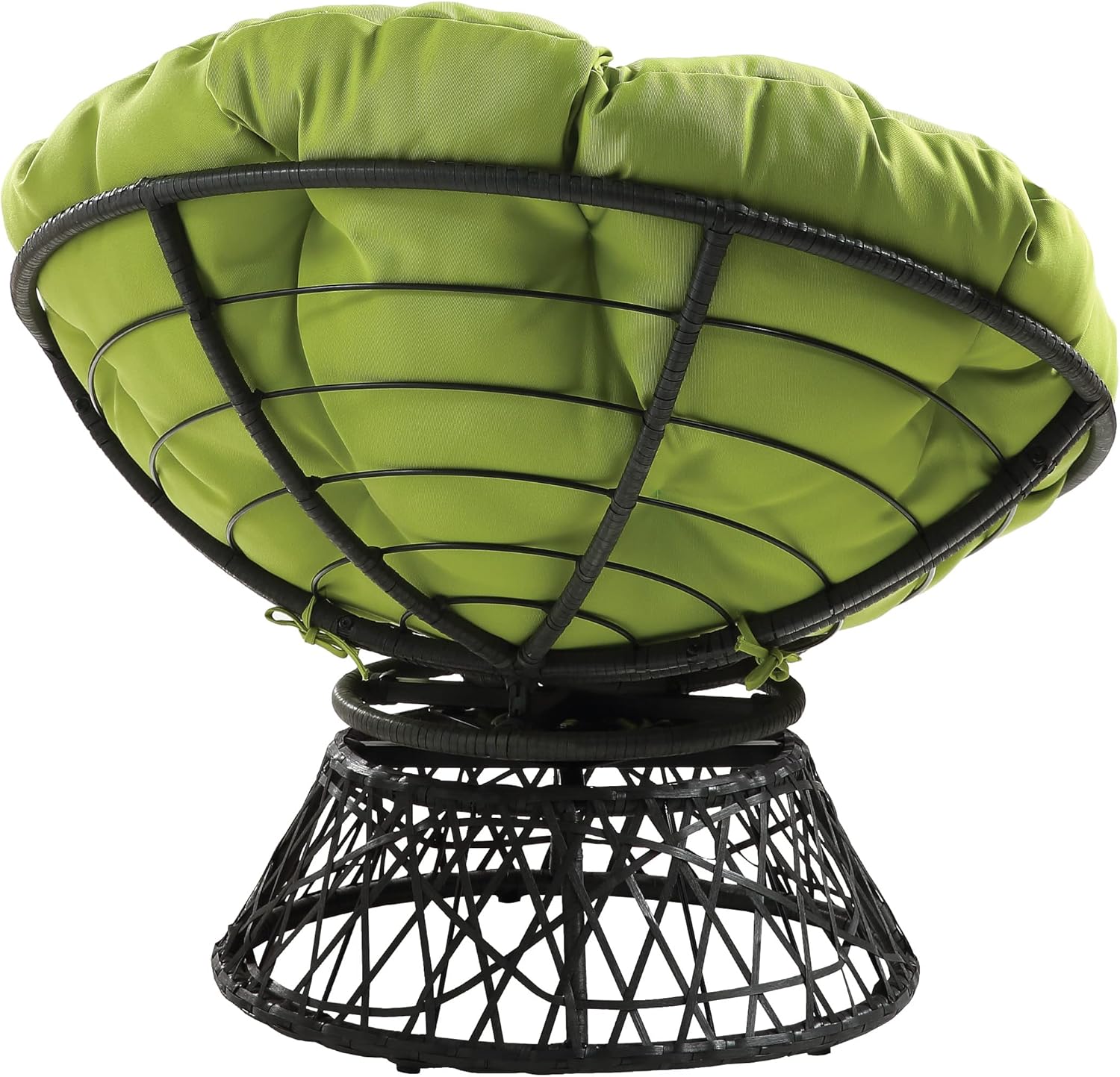 OSP Home Furnishings Wicker Papasan Chair with 360-Degree Swivel, Brown Frame with Brown Cushion
