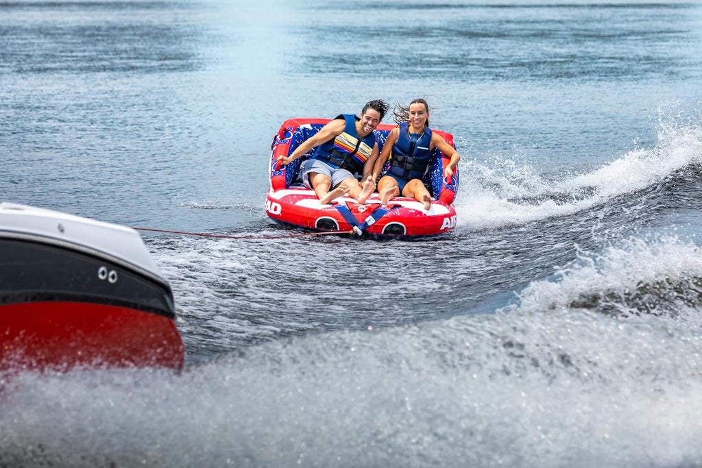 Airhead Mable Inflatable Towable Tube, 1-4 Rider Models, Dual Tow Points, Full Nylon Cover, EVA Foam Pads, Patented Speed Valve, Boat Tubes and Towables