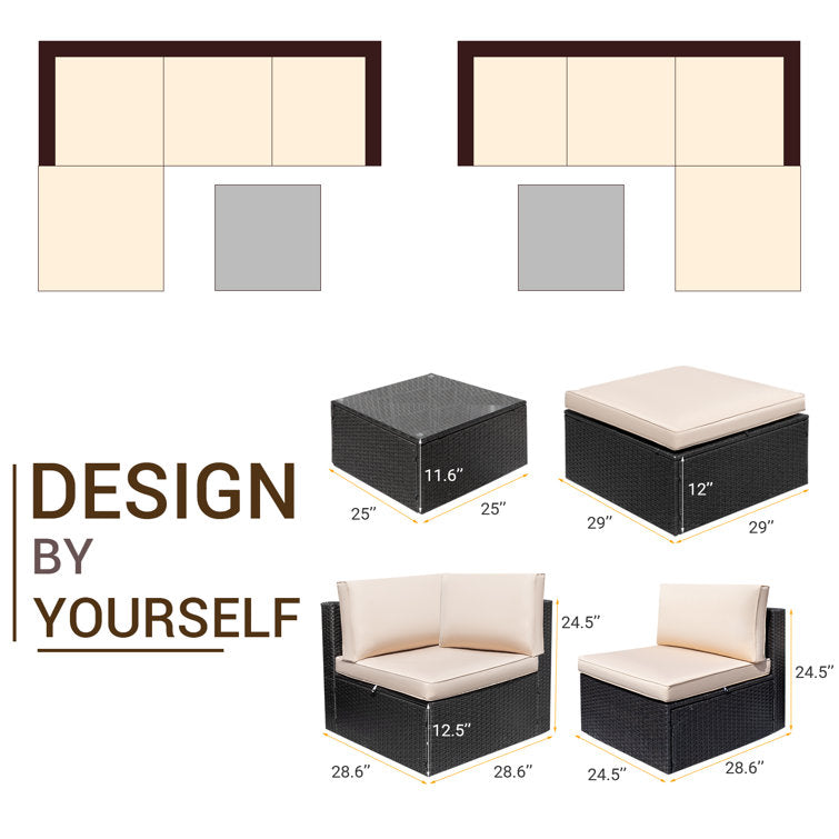 Huang 4 - Person Outdoor Seating Group with Cushions
