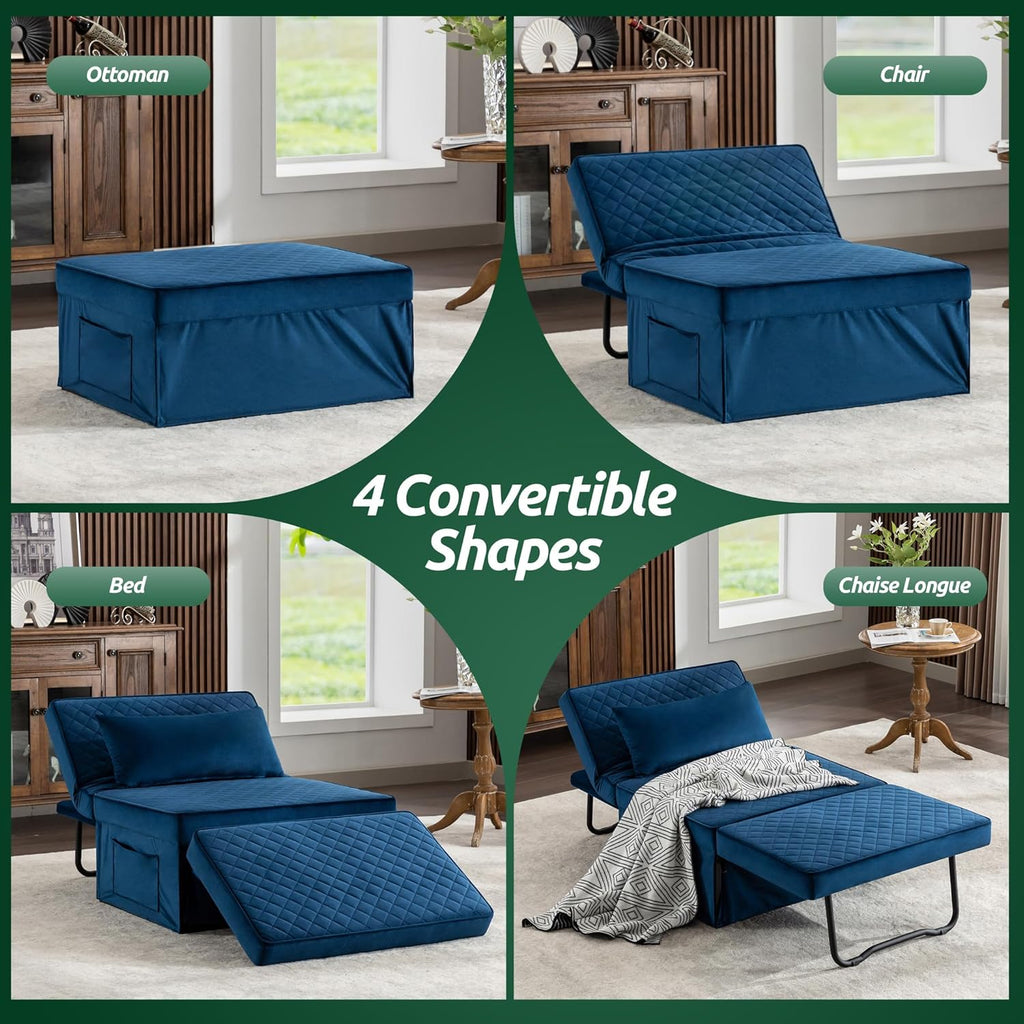 Sofa Bed, 4 in 1 Multi-Function Folding Ottoman Breathable Linen Couch Bed with Adjustable Backrest Modern Convertible Chair for Living Room Apartment Office