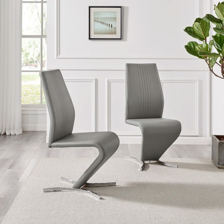 Wilhelm Faux Leather Chrome Feet 'Z' Leg Dining Chairs Modern Design