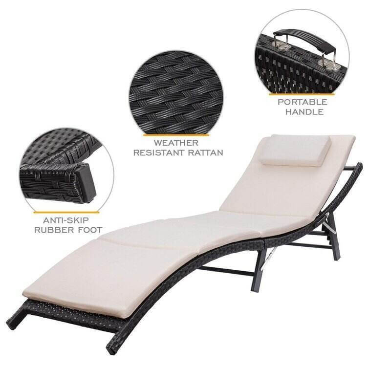 Outdoor Wicker Chaise Lounge - Set of 2 with Table