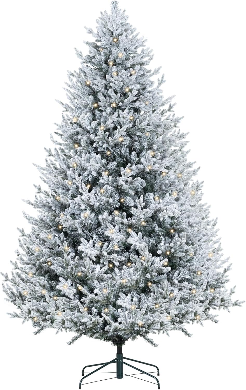 Naomi Home 6.5ft Rustic Christmas Tree with Lights, Realistic Classic Prelit with 2595 Branch Tips, 600 Warm Lights and Metal Stand, Aritificial Tree