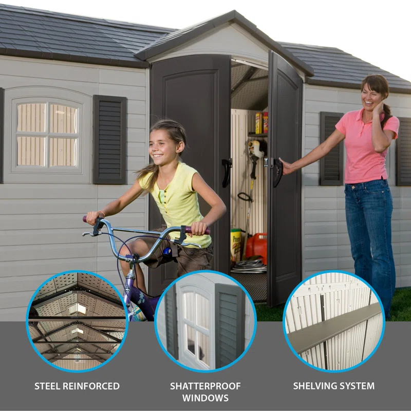 2024 NEW 20 ft. x 8 ft. High-Density Polyethylene (Plastic) Outdoor Storage Shed with Steel-Reinforced Construction