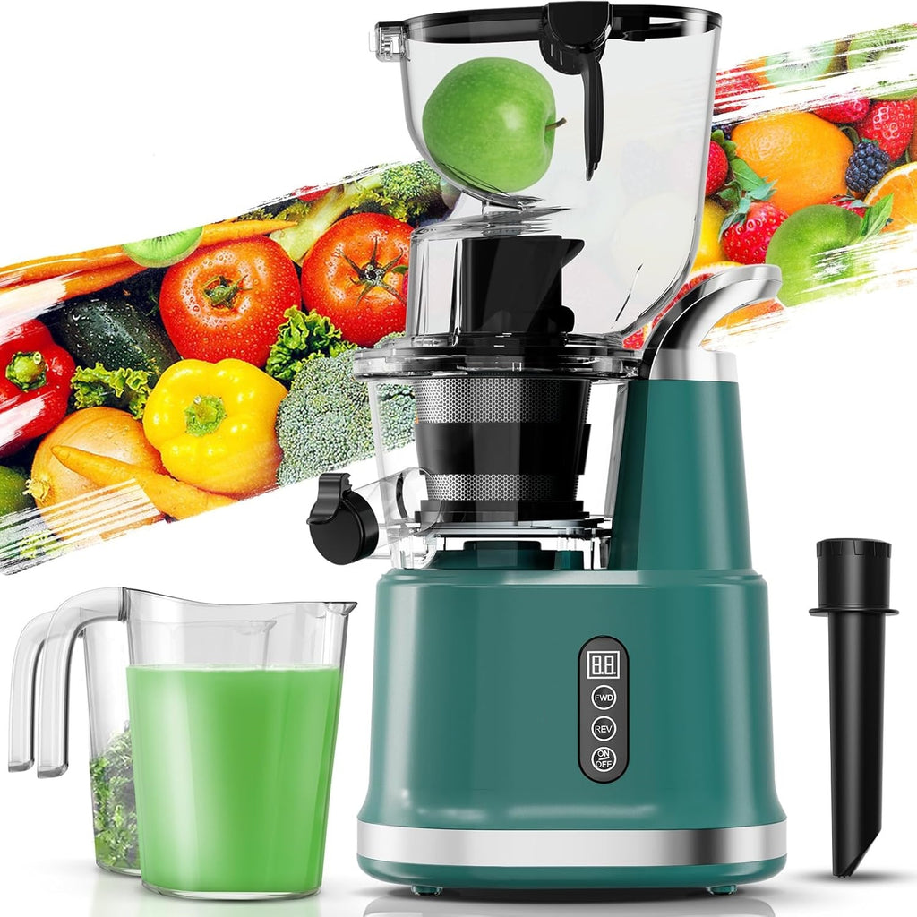 Cold Press Juicer, Juicer Machines with 3.3" Large Feed Chute,Large Capacity,High Juice Yield,Slow Masticating Juicer for Fruits and Vegetables, Self Feeding for Juice Extractor,BPA-Free,Black