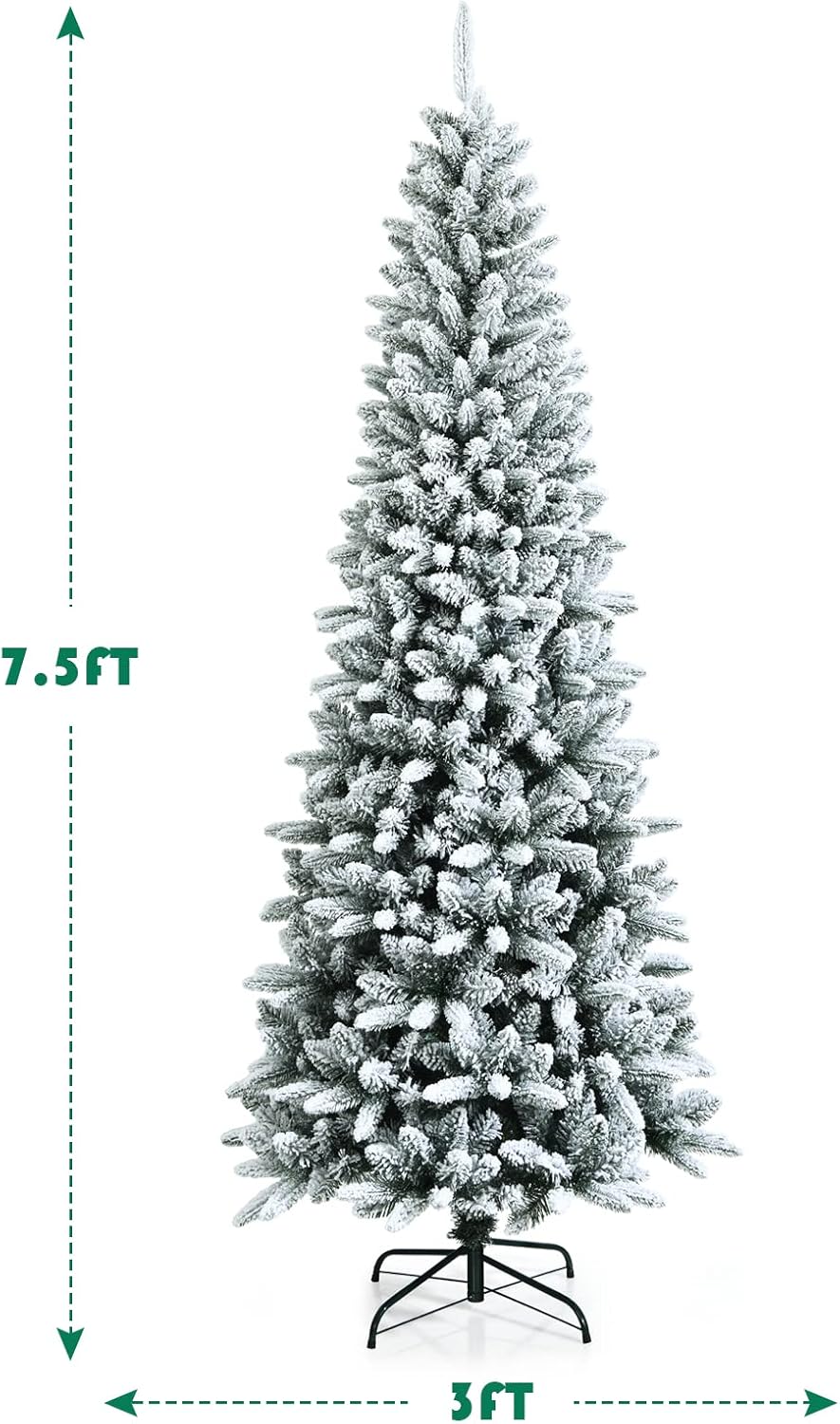 Goplus 7ft Artificial White Christmas Tree Xmas Pine Tree with Solid Metal Legs Perfect for Indoor and Outdoor Holiday Decoration