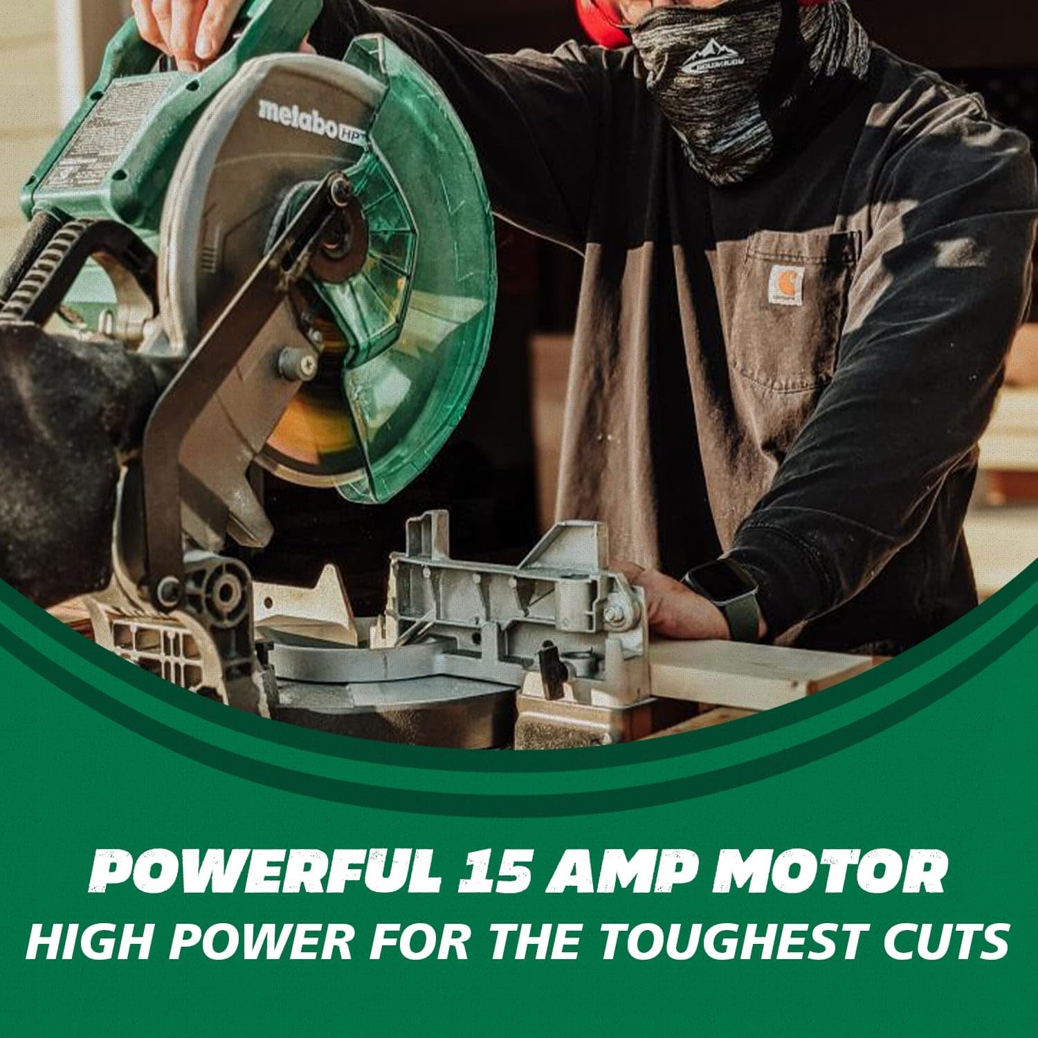 Bundle of Metabo HPT Compound Miter Saw, 10" Miter Saw with Large Table Saw for woodworking, C10FCGS + Metabo HPT 25 Ft Tape Measure, 17-Ft Reach & 14-Ft Standout, 115925M