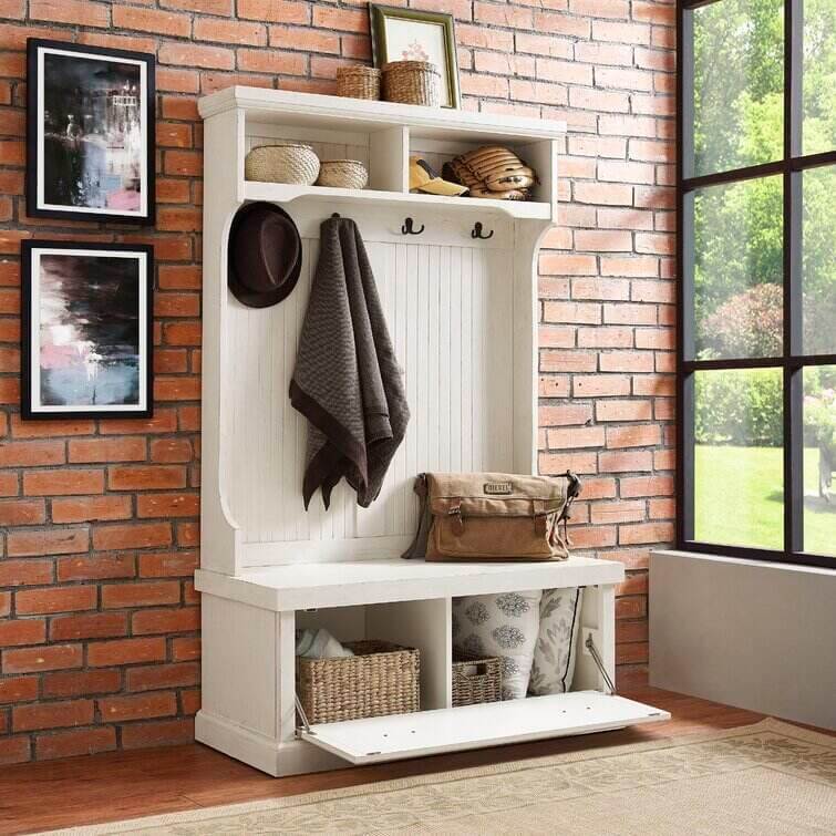 Carmel 40'' Wide Hall Tree with Bench and Shoe Storages