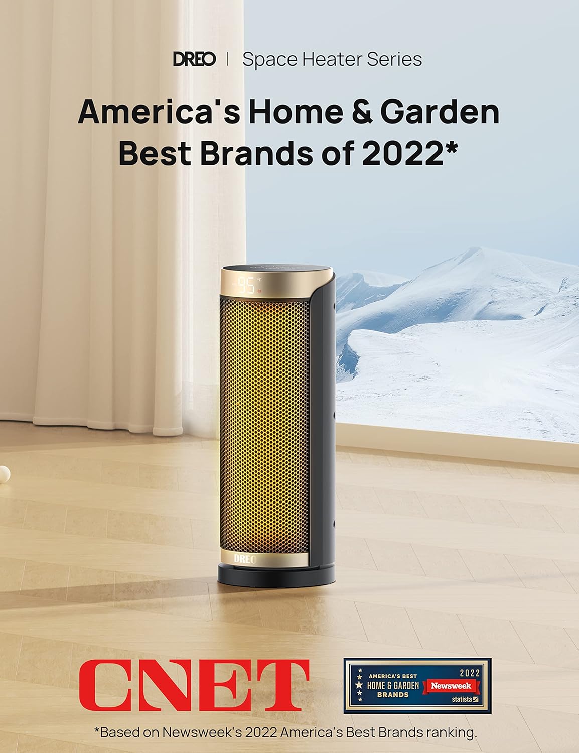 Dreo Space Heater for Bathroom and Indoor, 70°Oscillating, 5 Modes, Remote for Home Bedroom, 12H Timer, with ALCI Safety Plug