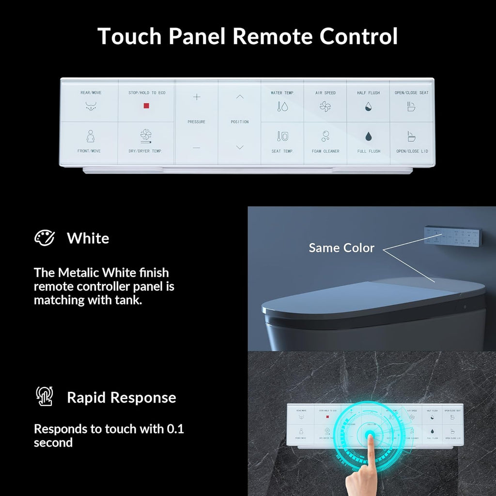 WOODBRIDGE Smart Bidet Toilet with 1000 Gram MaP Flush Score,Auto Open/Close,Foam Shield,Auto Flush,Foot Sensor,Movement Drying,Heated Seat,ADA Chair Height,One Piece Toilet with Tank Built in