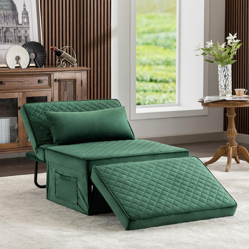 Sofa Bed, 4 in 1 Multi-Function Folding Ottoman Breathable Linen Couch Bed with Adjustable Backrest Modern Convertible Chair for Living Room Apartment Office