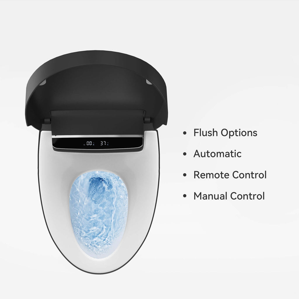 Hynova AX1 Automatic Smart Bidet Toilet, Auto Open/Close Lid Black 1.28 GPF, cUPC & ETL