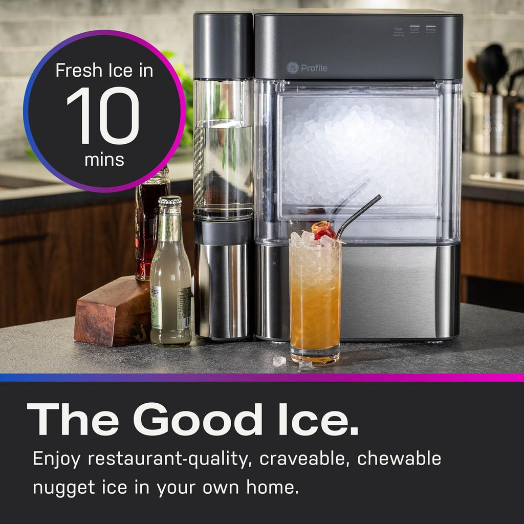 Opal 2.0 with 0.75 Gallon Tank, Chewable Crunchable Countertop Nugget Ice Maker, Scoop included, 38 lbs in 24 hours, Pellet Ice Machine with WiFi & Smart Connected, Stainless Steel