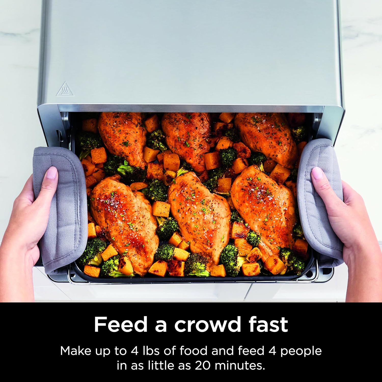Ninja SP101 Digital Air Fry Countertop Oven with 8-in-1 Functionality, Flip Up & Away Capability for Storage Space, with Air Fry Basket, Wire Rack & Crumb Tray, Silver