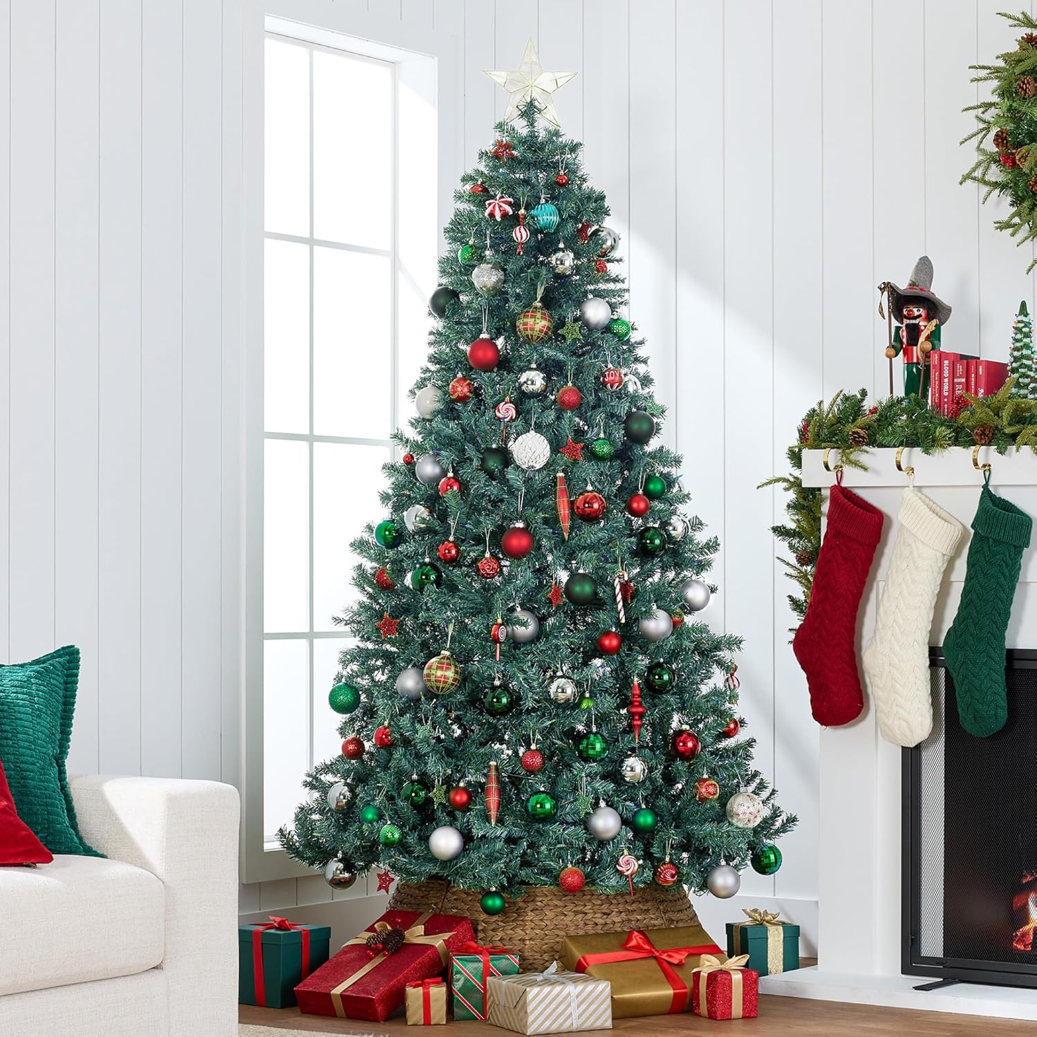 Best Choice Products Artificial Christmas Tree, 6ft Premium Pre-Lit Realistic Spruce Holiday Décor w/Dense Branches, Metal Base - Green Spruce