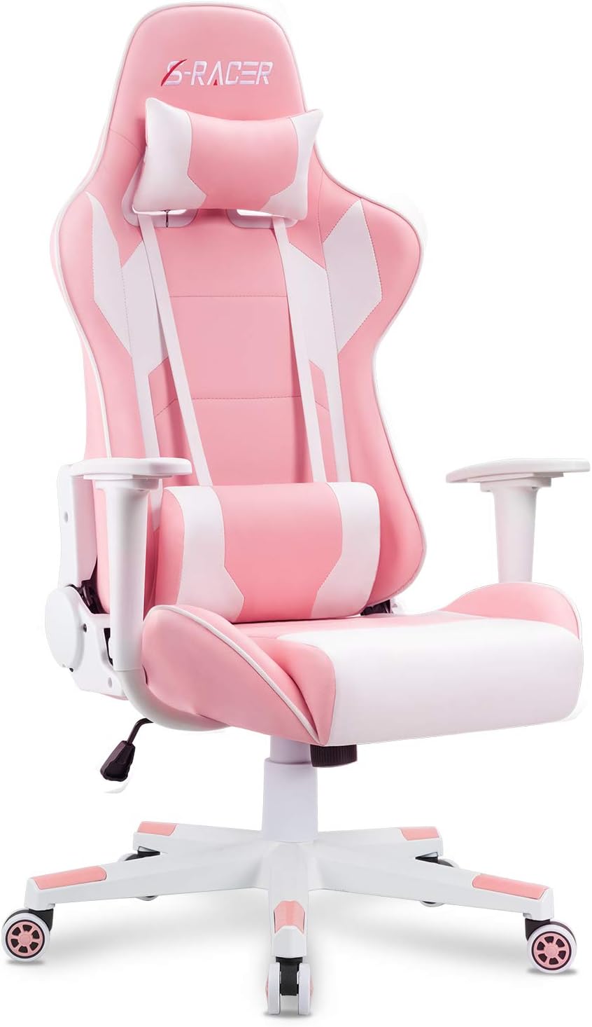 Homall Gaming Chair, Office Chair High Back Computer Chair Leather Desk Chair Racing Executive Ergonomic Adjustable Swivel Task Chair with Headrest and Lumbar Support (Dark Black)