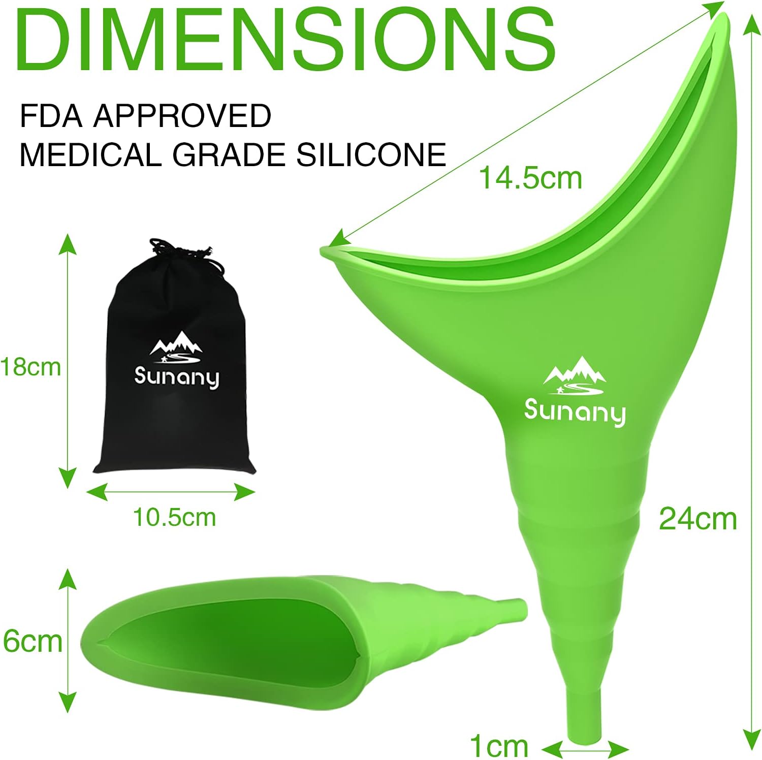 Female Urination Device,Reusable Silicone Female Urinal Foolproof Women Pee Funnel Allows Women to Pee Standing Up,Women's Urinal with Drawstring Bags is The Perfect Companion for Travel and Outdoor