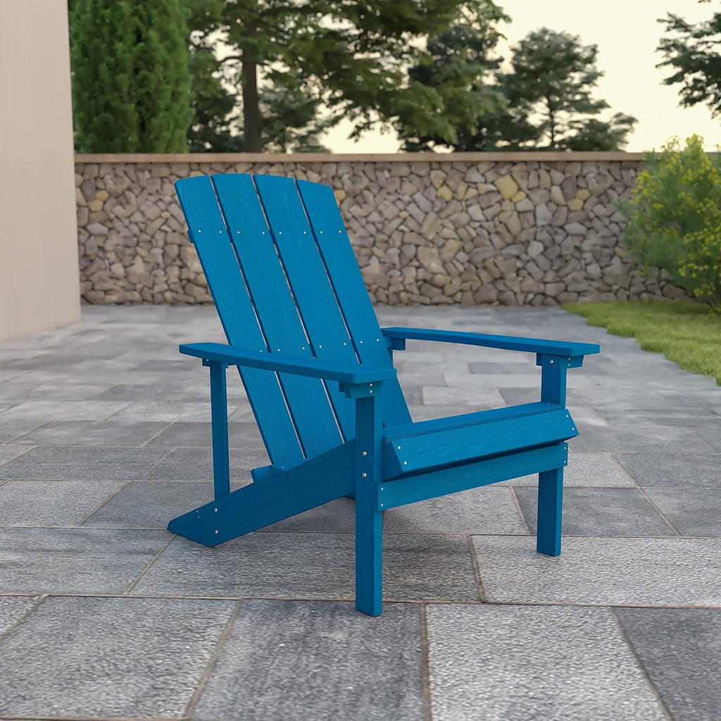 Flash Furniture Charlestown Commercial Grade Indoor/Outdoor Adirondack Chair, Weather Resistant Durable Poly Resin Deck and Patio Seating, Green