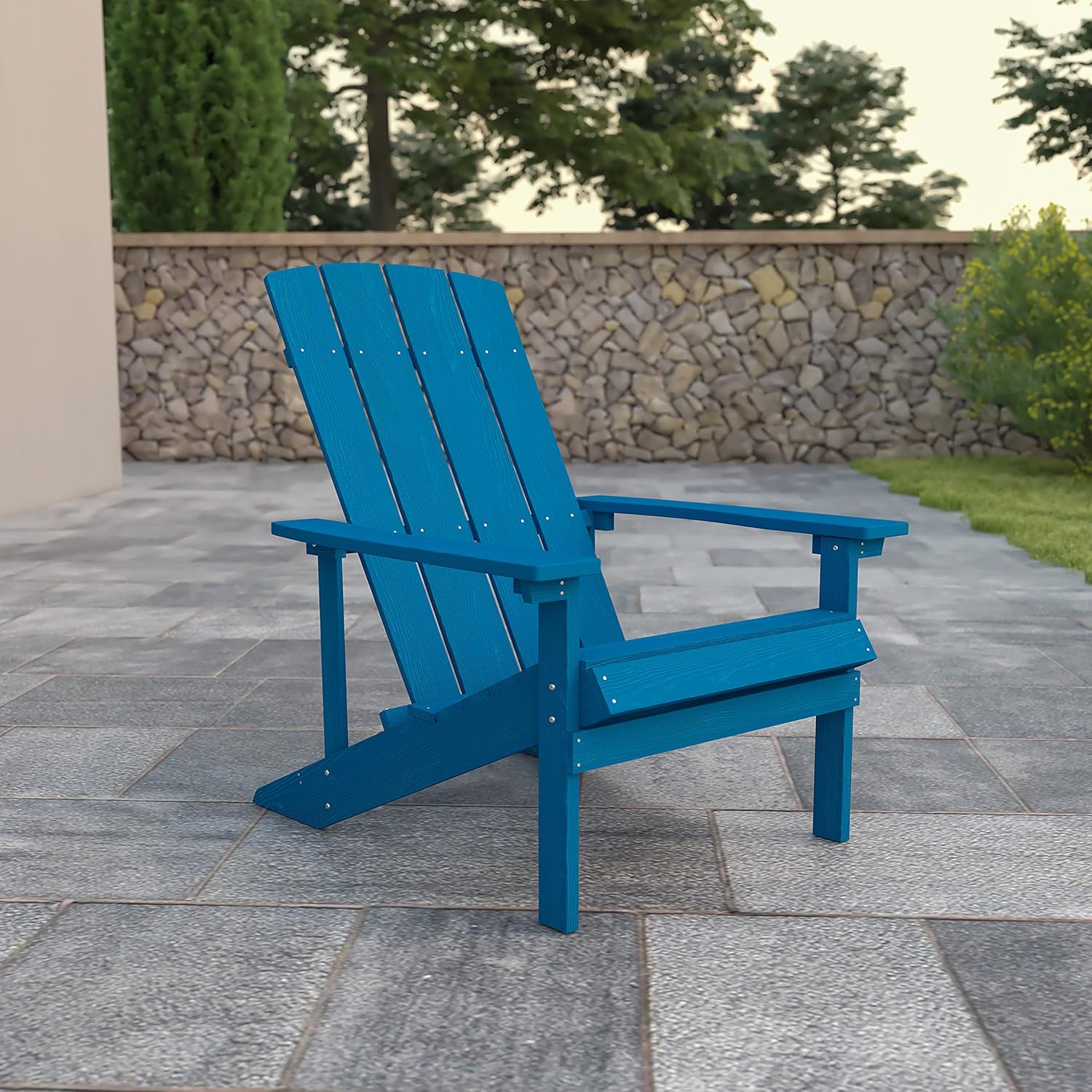 Flash Furniture Charlestown Commercial Grade Indoor/Outdoor Adirondack Chair, Weather Resistant Durable Poly Resin Deck and Patio Seating, Green