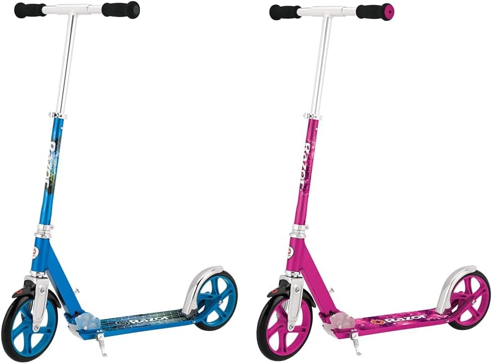 Razor A5 Lux Kick Scooter for Kids Ages 8+ - 8" Urethane Wheels, Anodized Finish Featuring Bold Colors and Graphics, for Riders up to 220 lbs