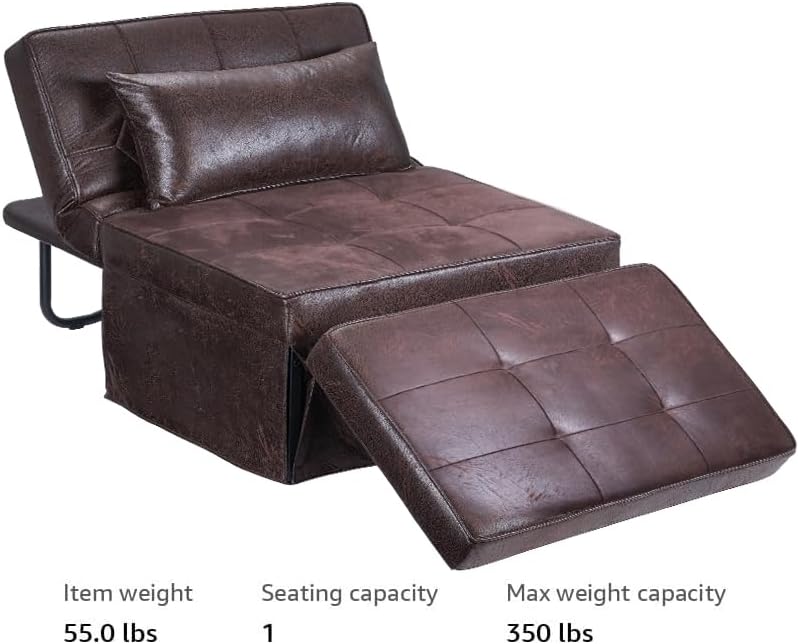 Sofa Bed, 4 in 1 Multi-Function Folding Ottoman Breathable Linen Couch Bed with Adjustable Backrest Modern Convertible Chair for Living Room Apartment Office