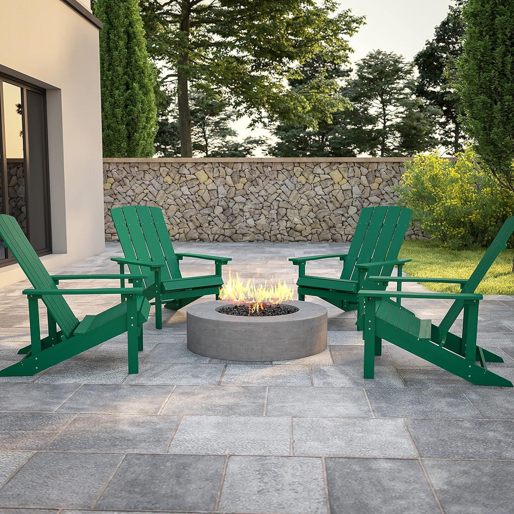 Flash Furniture Charlestown Commercial Grade Indoor/Outdoor Adirondack Chair, Weather Resistant Durable Poly Resin Deck and Patio Seating, Green