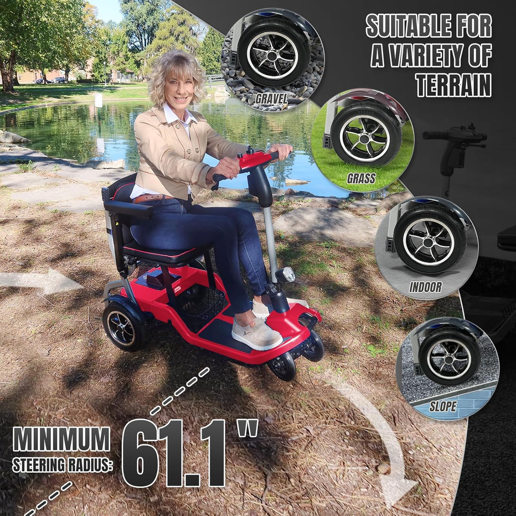 R3b-Mobility Scooters for Seniors Adults Ultra Lightweight Electric Powered Folding 4 Wheel Mobility Scooter with Headlight Cup Holder, Compact & Convenient for Travel Airline Approved, Blue