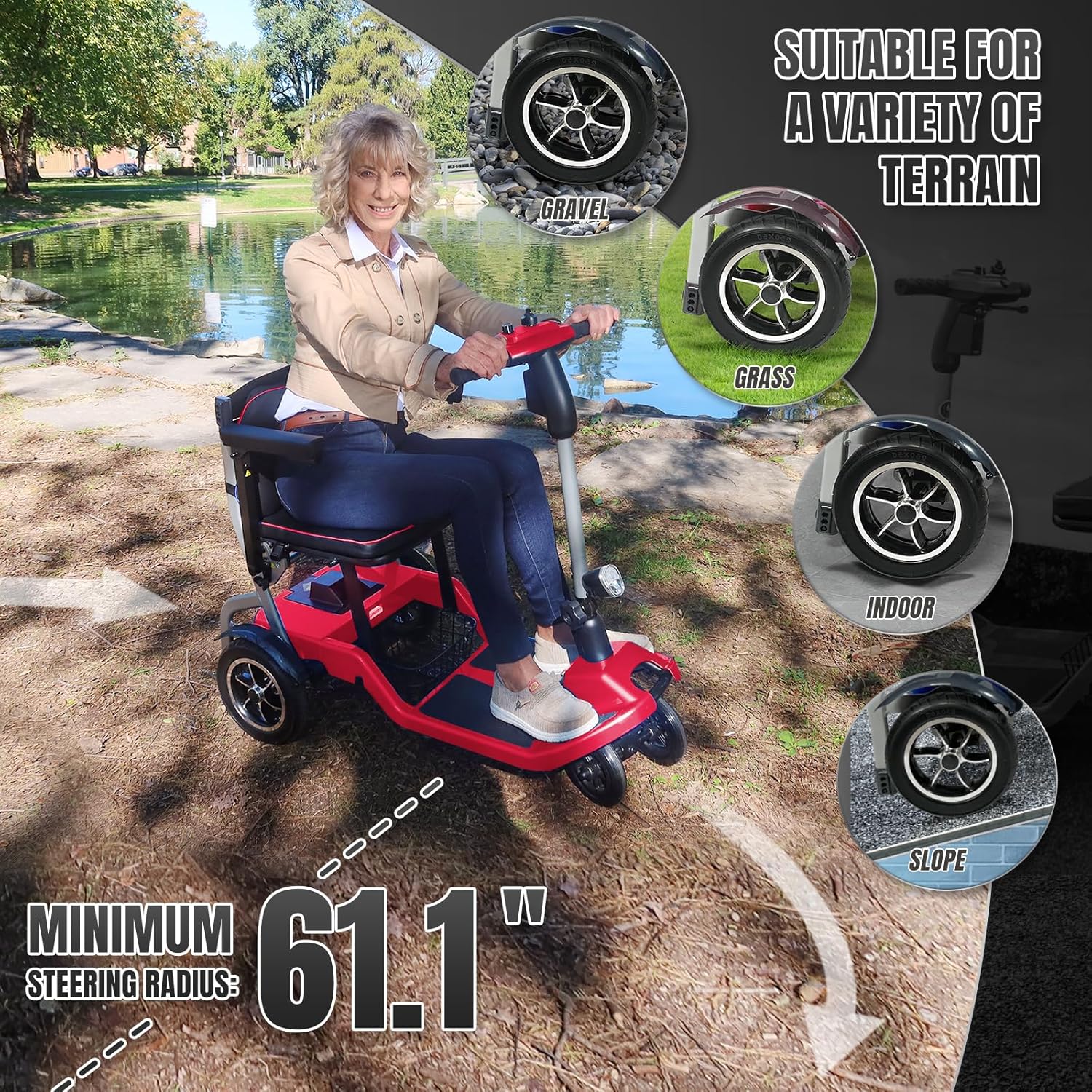 R3b-Mobility Scooters for Seniors Adults Ultra Lightweight Electric Powered Folding 4 Wheel Mobility Scooter with Headlight Cup Holder, Compact & Convenient for Travel Airline Approved, Blue