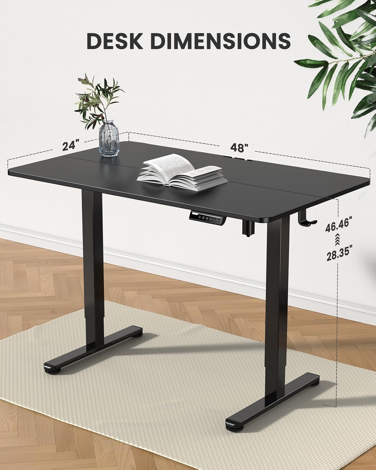 ErGear Height Adjustable Electric Standing Desk, 40 x 24 Inches Sit Stand up Desk, Memory Computer Home Office Desk (Light Vintage Brown)